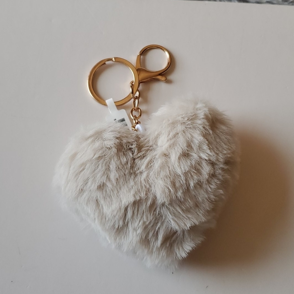 Fuzzy Heart Keychain